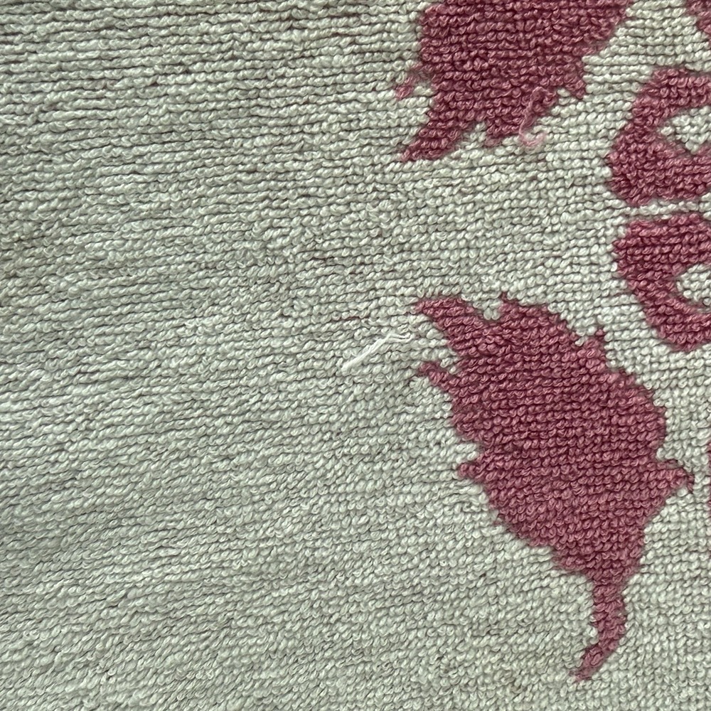 VTG‎ St Marys Pink White 100% Cotton Floral Print Washcloth Fringe Bath Towel - Picture 6 of 6